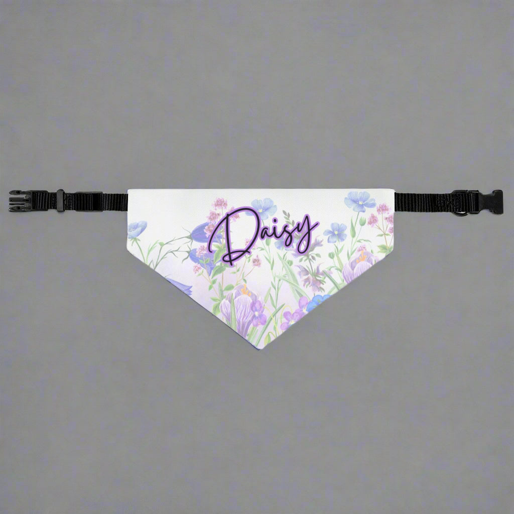 Personalized Pet Bandana Collar - Floral Purple