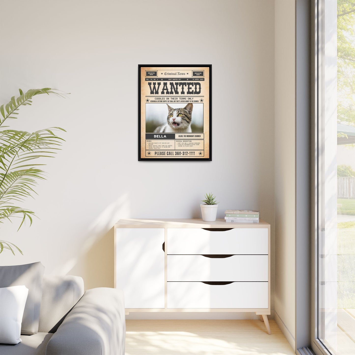 Wanted Poster Cat Portrait – Personalized Pet Illustration by Pawsitively Quirky
