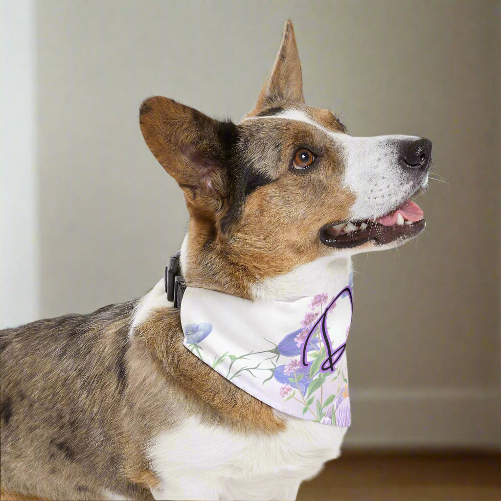 Personalized Pet Bandana Collar - Floral Purple