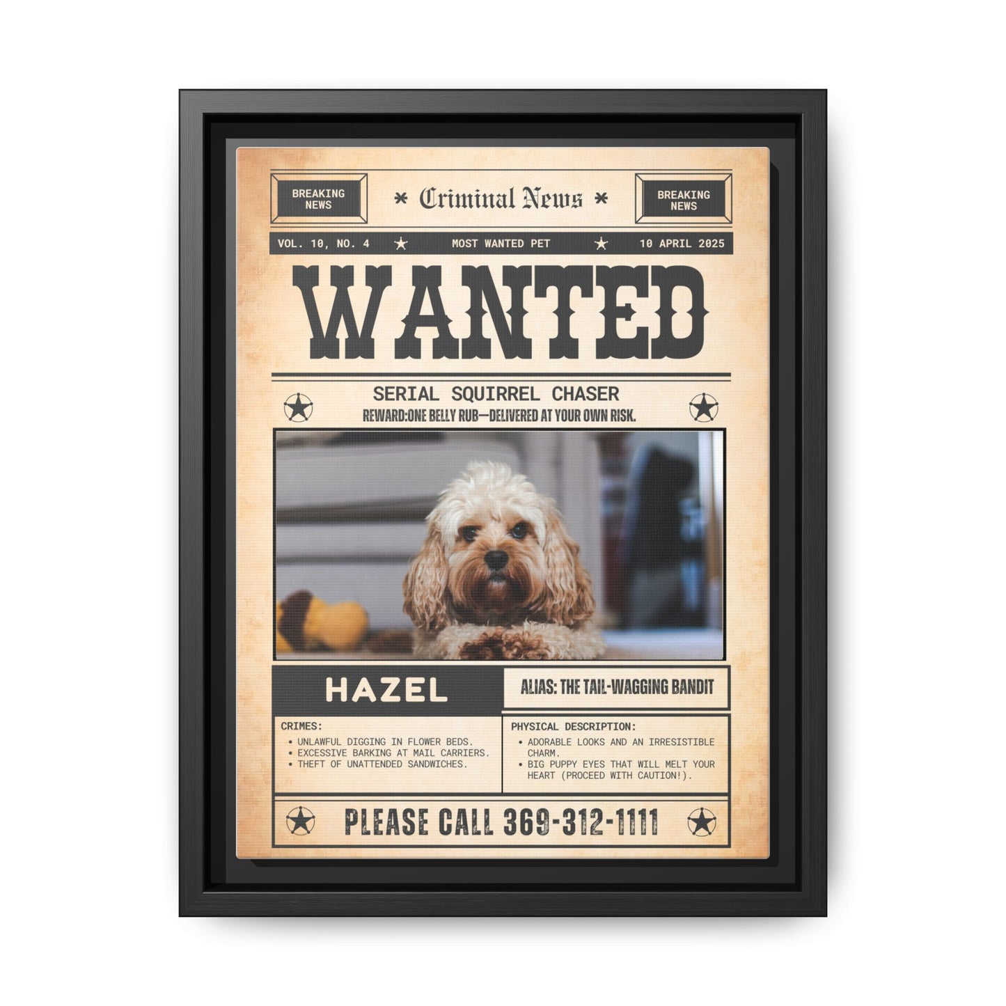 Wanted Poster (Dog) Pet Portrait