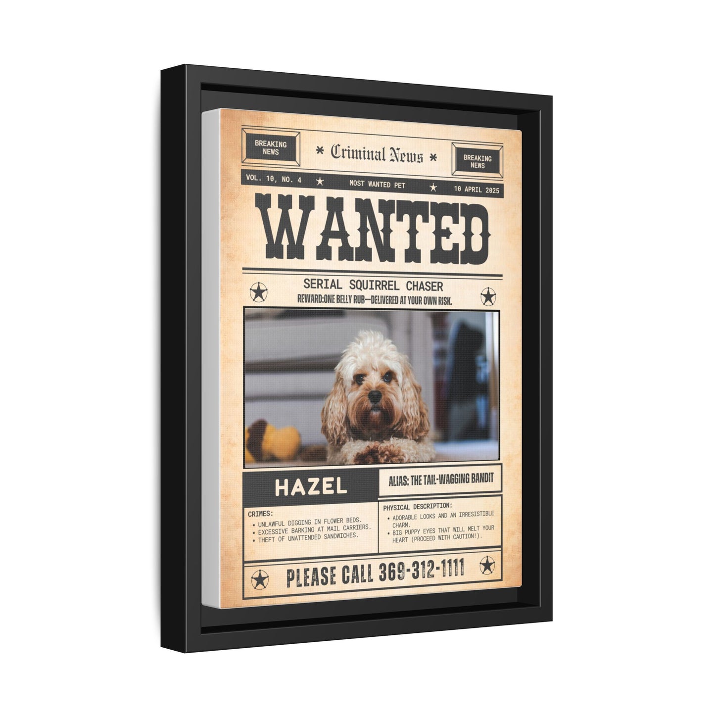 Wanted Poster (Dog) Pet Portrait