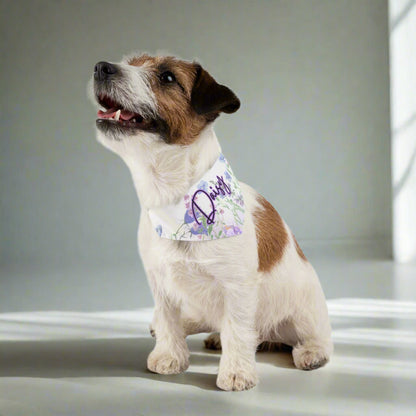 Personalized Pet Bandana Collar - Floral Purple