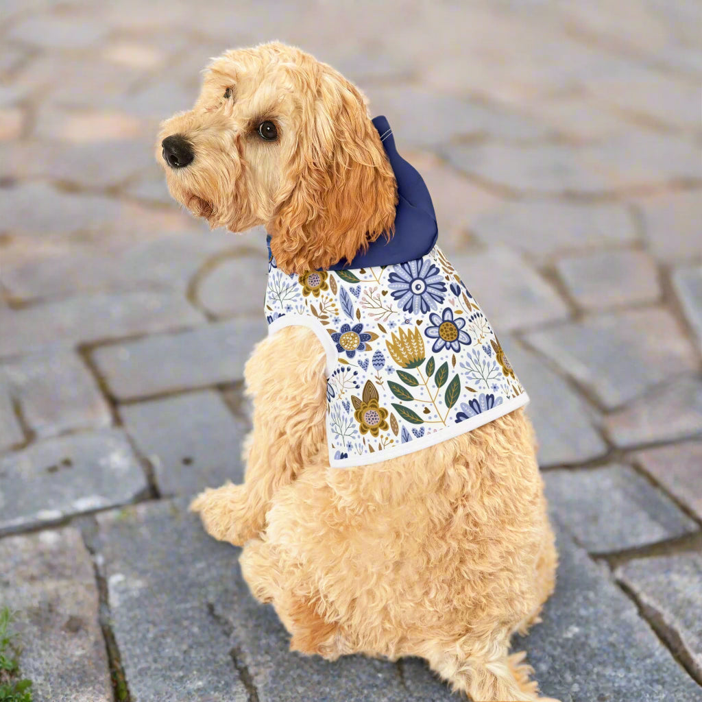 Blue Floral Pet Hoodie