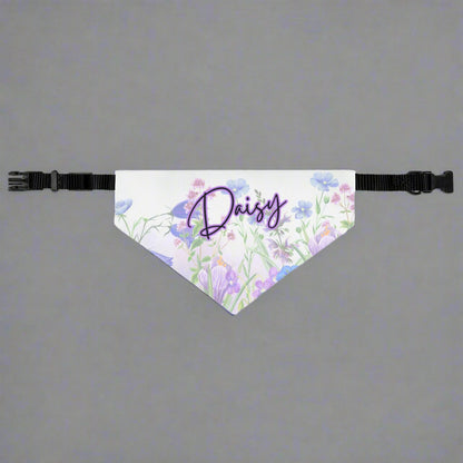 Personalized Pet Bandana Collar - Floral Purple