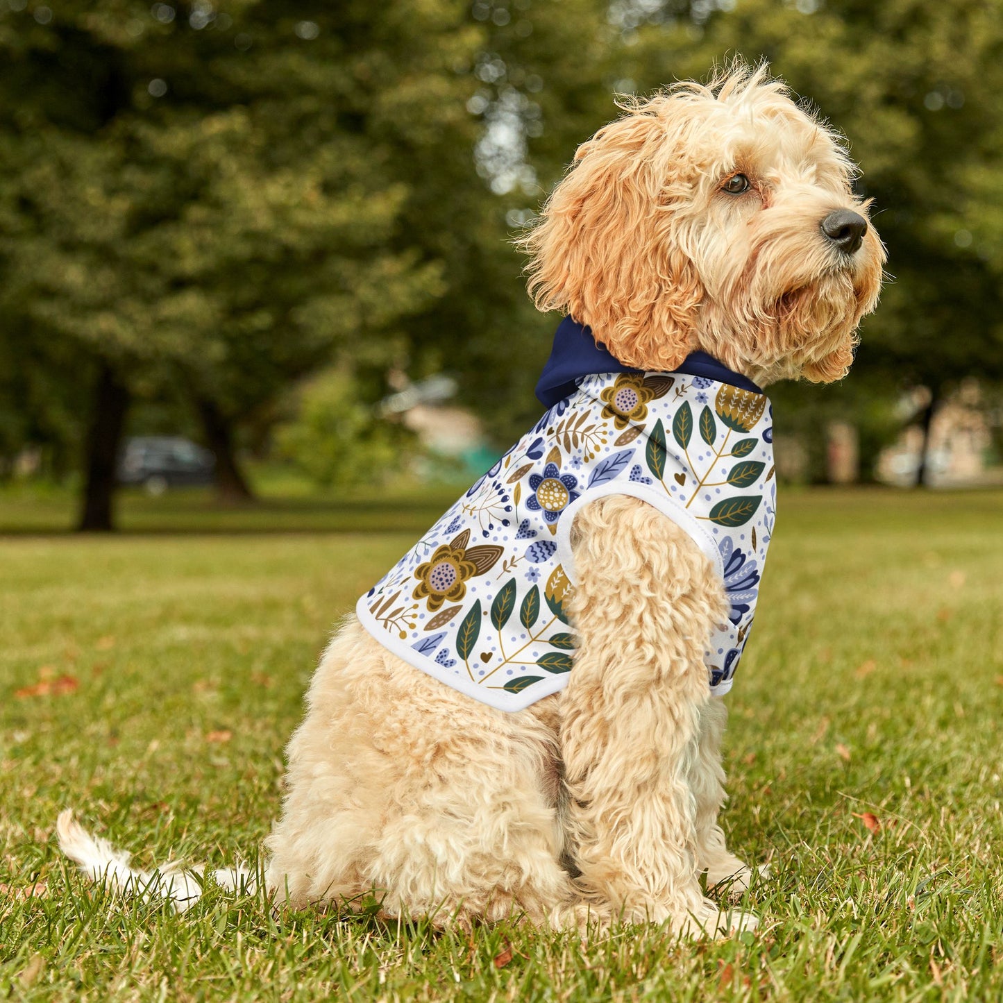 Blue Floral Pet Hoodie