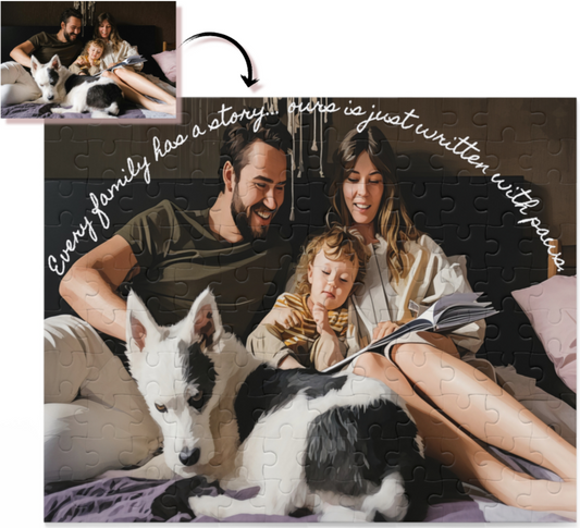 Personlized Family Puzzle - Cartoon Style with Quote