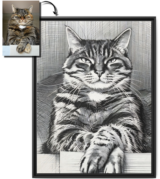 Black & White Sketch Style Pet Portrait