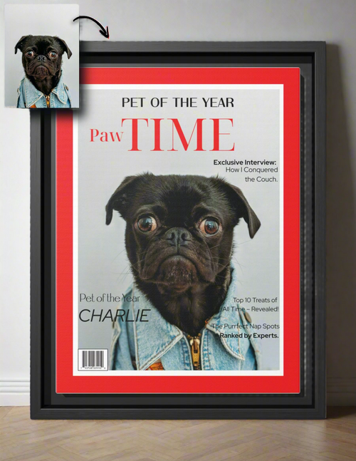 PawTIME Magazine Pet Portrait – Personalized Pet Portrait Canvas by Pawsitively Quirky