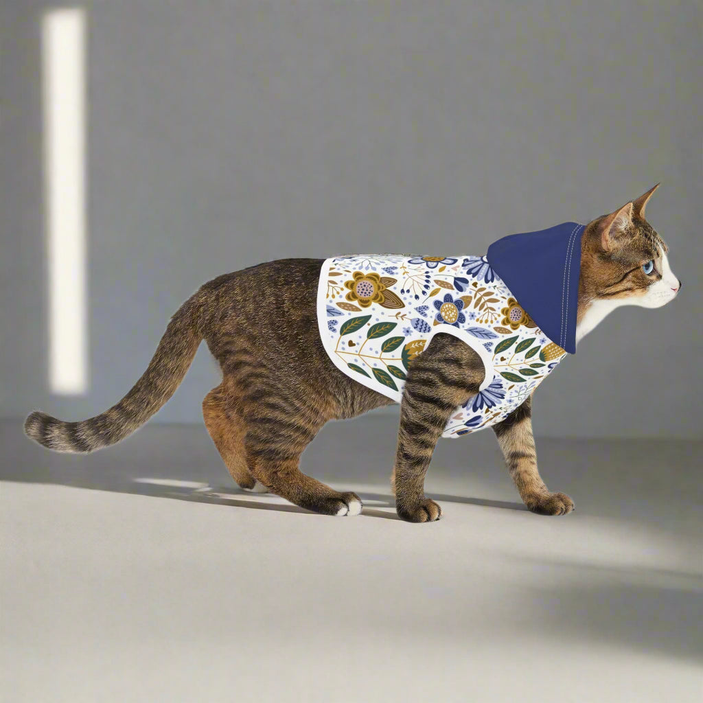 Blue Floral Pet Hoodie