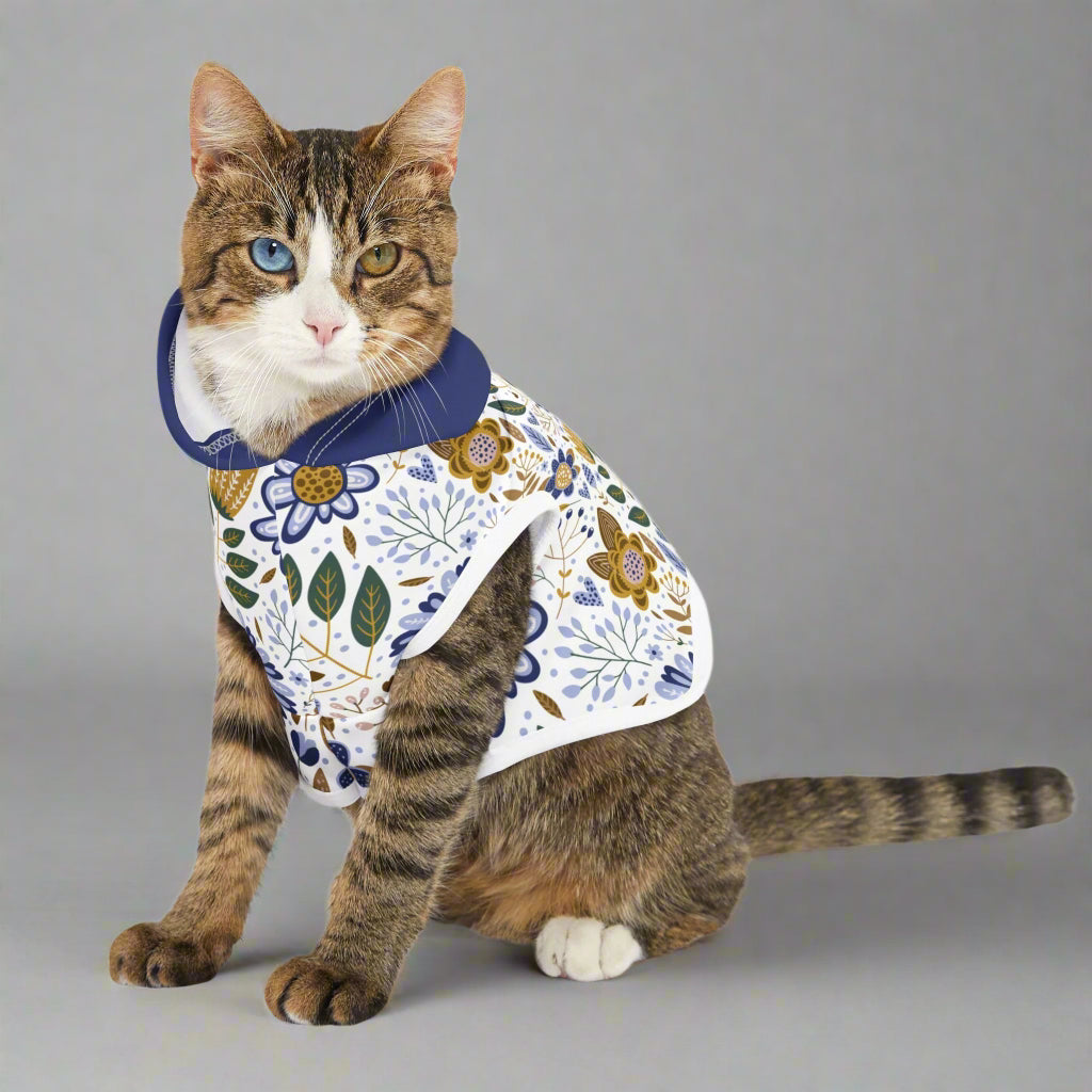 Blue Floral Pet Hoodie