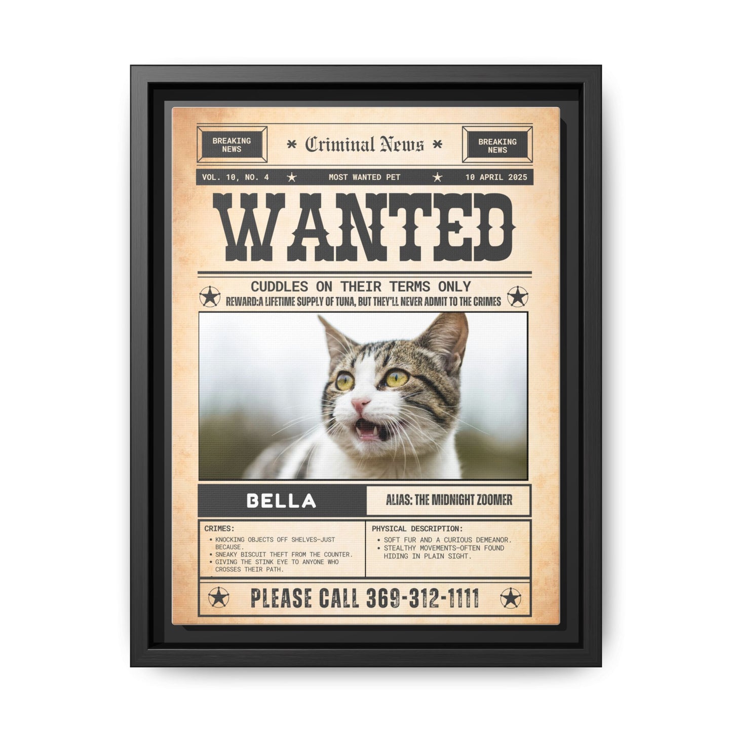 Wanted Poster (Cat) Pet Portrait