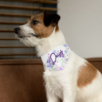 Personalized Pet Bandana Collar - Floral Purple