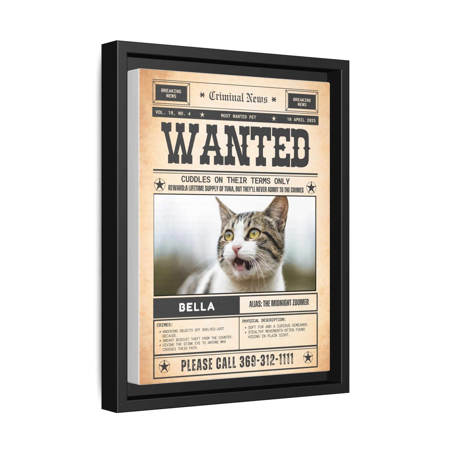 Wanted Poster (Cat) Pet Portrait